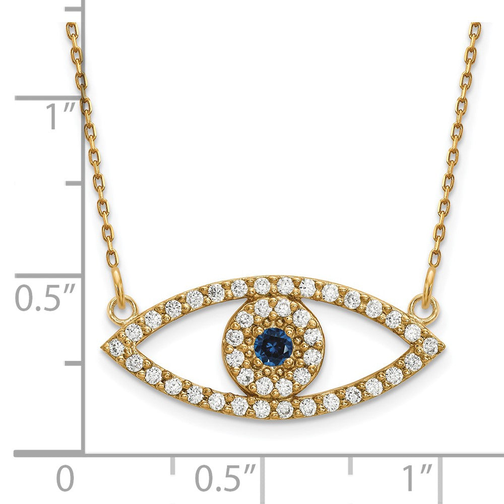 Polished 1/2 carat Diamond and Sapphire Medium Evil Eye Necklace - WBC