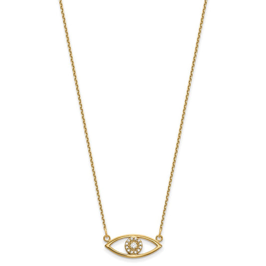 14K Gold Nazar Polished 1/10 ct Diamond Small Evil Eye