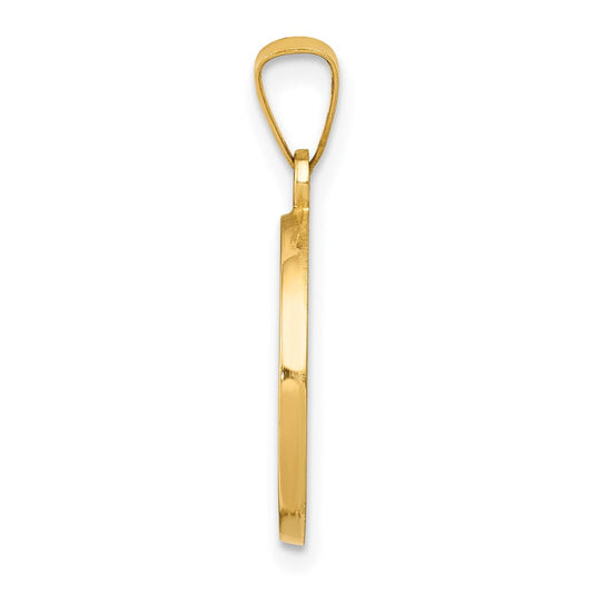 14K Gold Halleluia Polished & Satin Hollow First Holy Communion Medal Round Pendant
