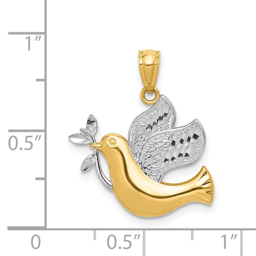 and Rhodium Dove with Olive Brance Pendant - WBC