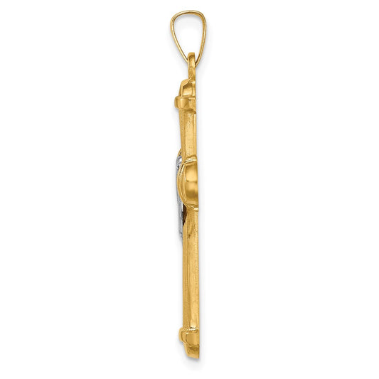 Two-tone Hollow Polished Draped Cross - WBC