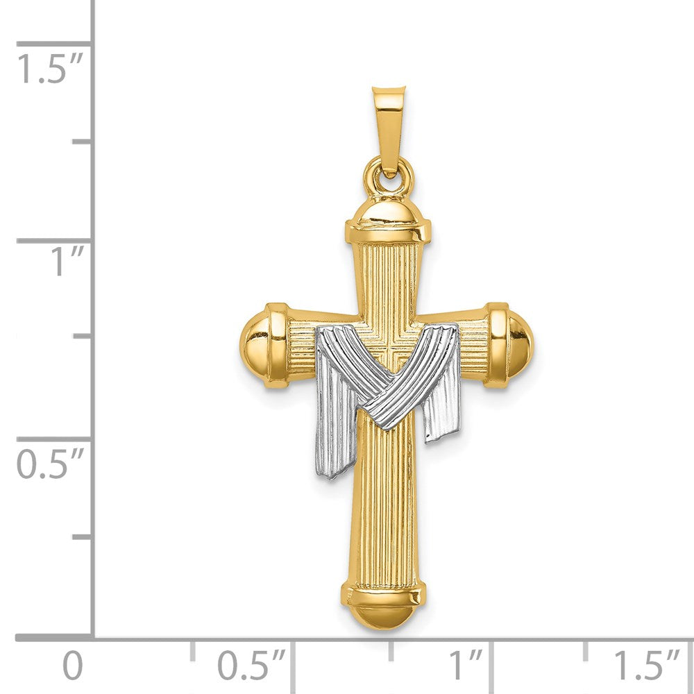 Two-tone Hollow Polished Draped Cross - WBC