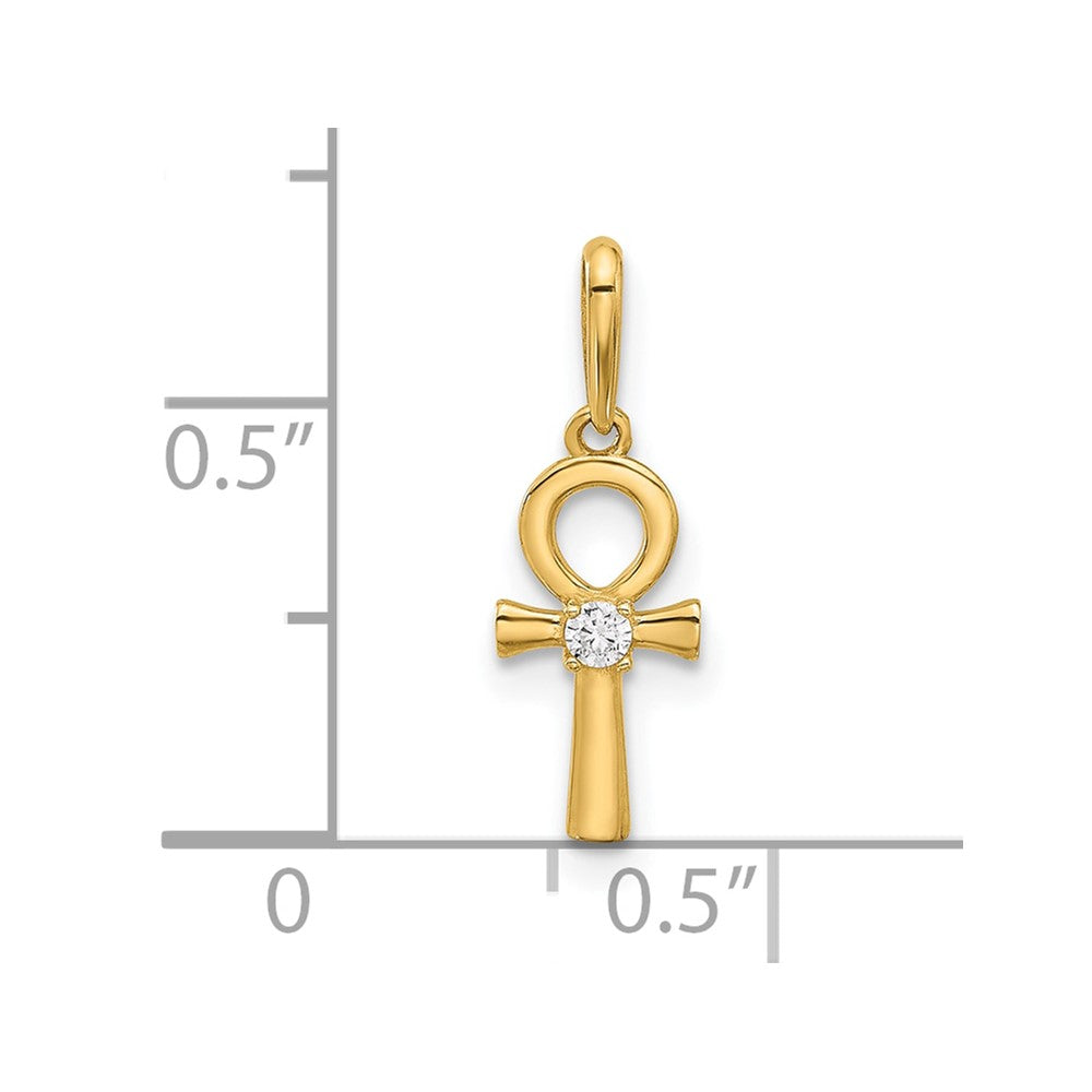Polished CZ Ankh Cross Pendant - WBC