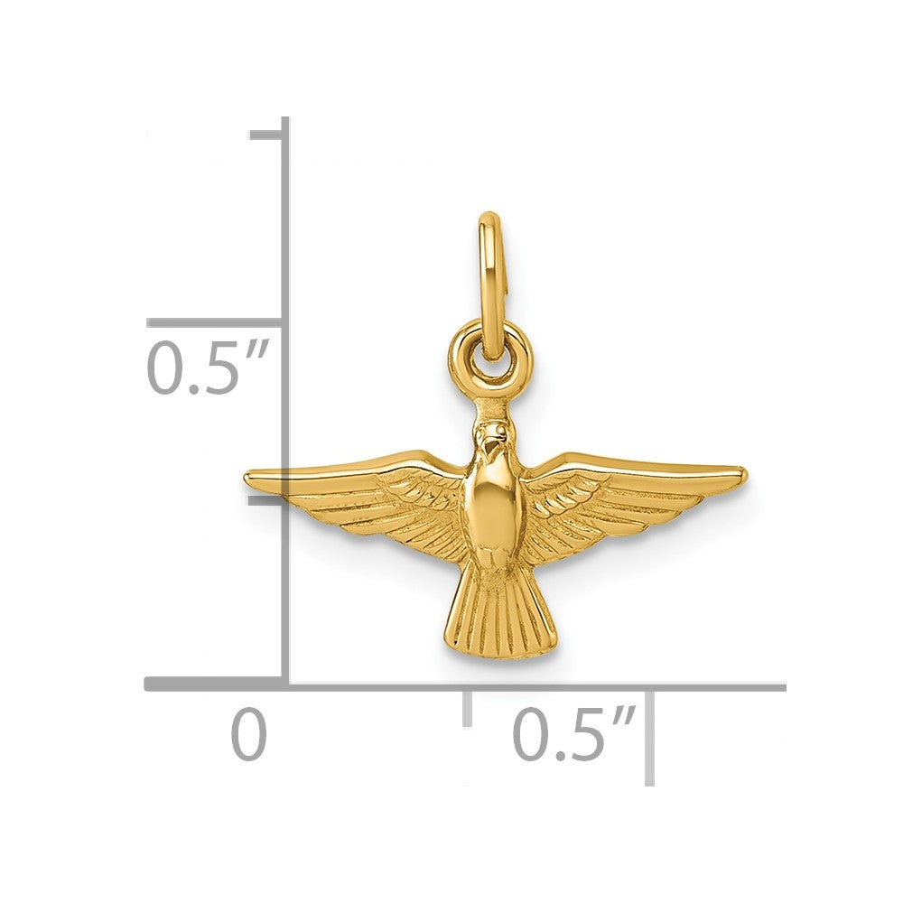 14K Gold Falconer Polished Flying Dove Pendant, 13.1mm