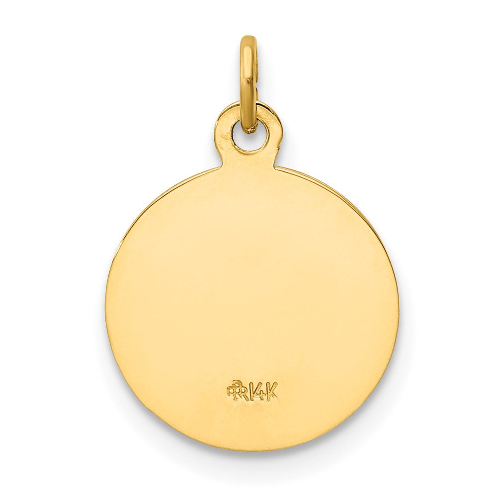 Polished and Satin Solid Caridad Del Cobre Medal Round Charm - WBC