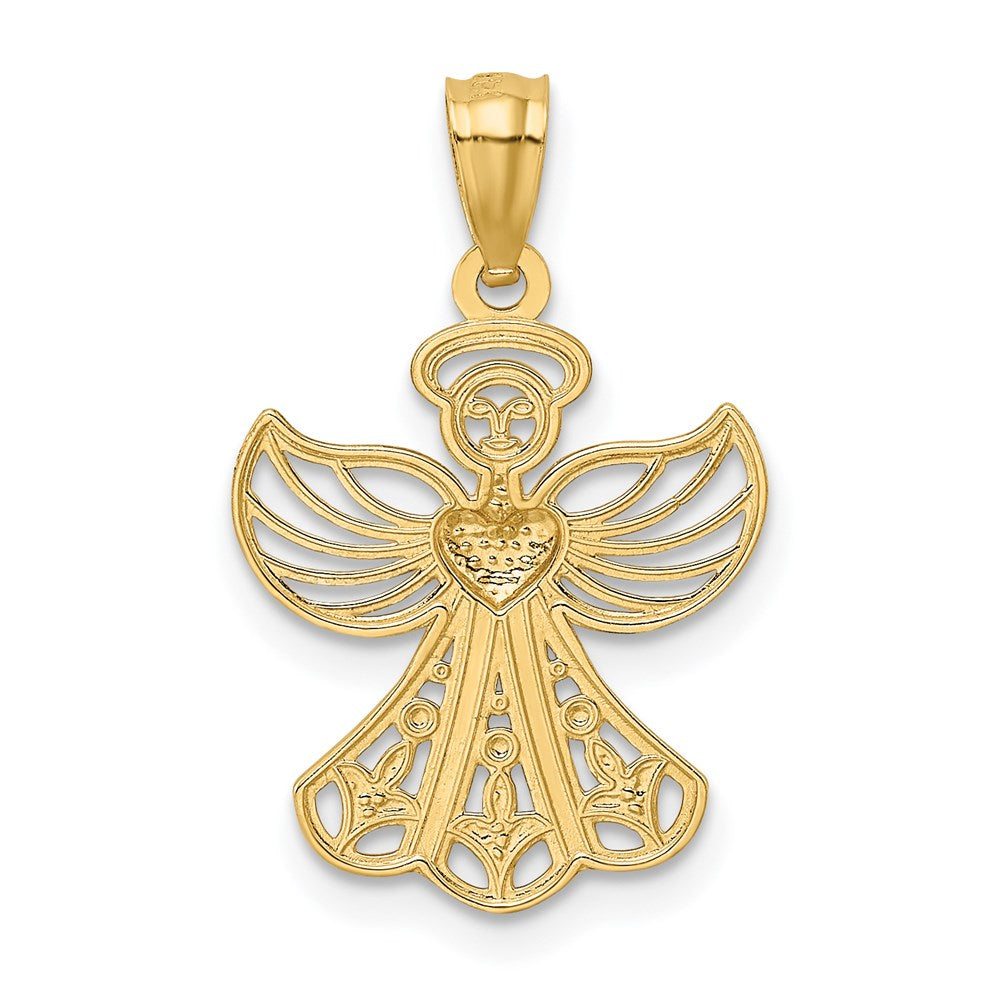 and Rhodium Filigree Angel with Heart Pendant - WBC