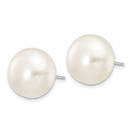 12- Button Freshwater Cultured Pearl Stud Post Earrings - WBC