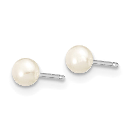 3- Button Freshwater Cultured Pearl Stud Post Earrings - WBC