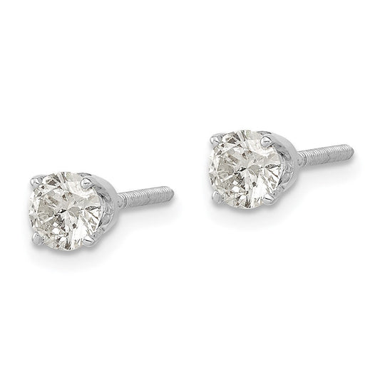14K White Gold 1/2 ct Single Stud AA Diamond Earring, 6mm
