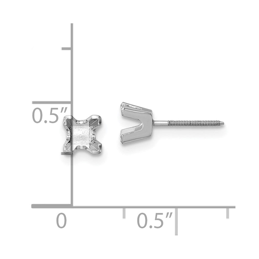 Princess Cut Stud Earring Mountings - WBC