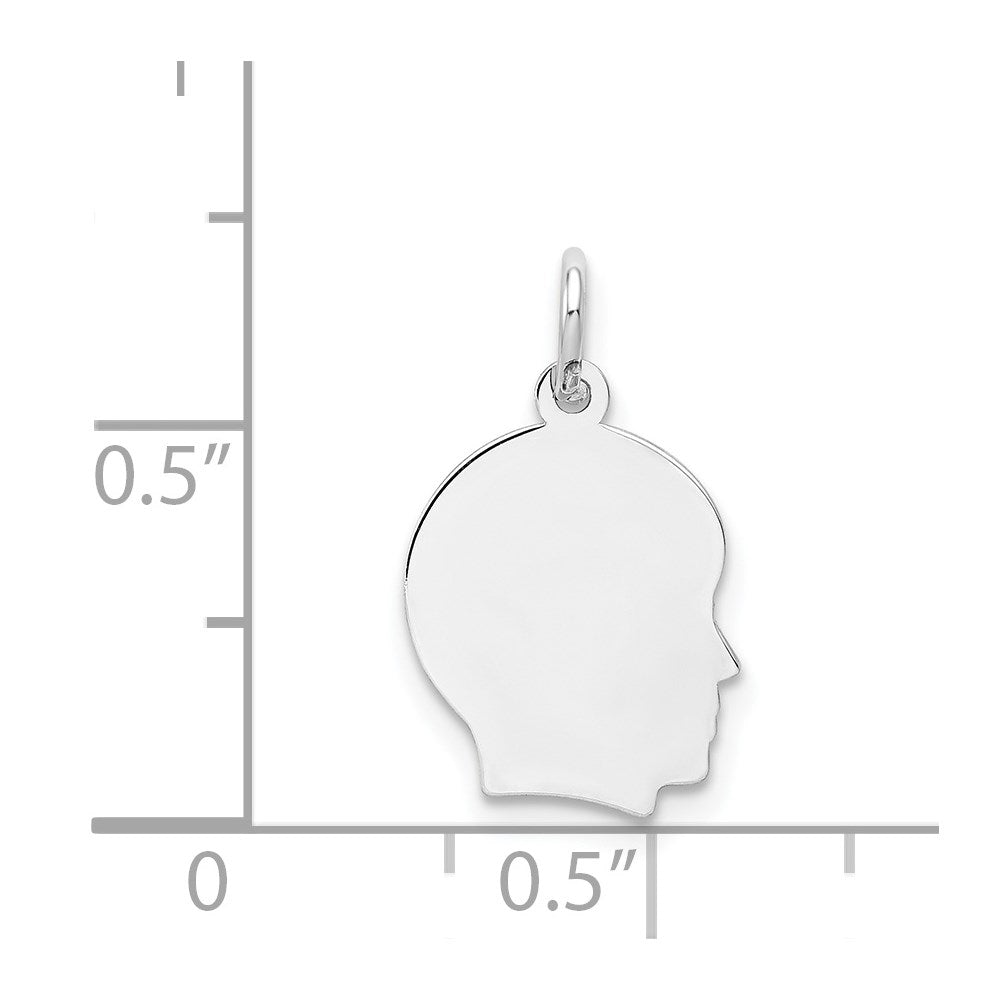 Plain Small.009 Depth Facing Right Engravable Boy Charm - WBC