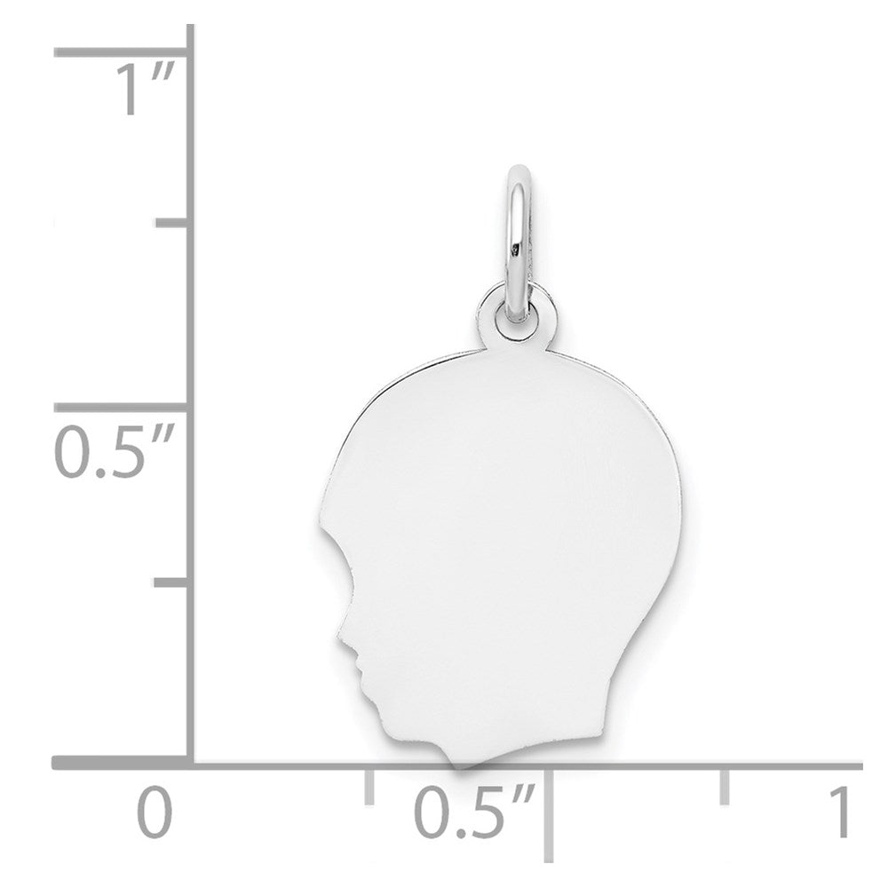 Plain Medium.027 Depth Facing Left Engravable Boy Charm - WBC