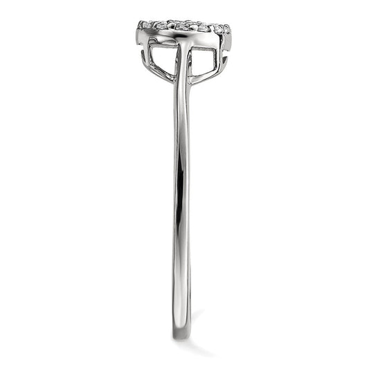 14K White Gold Constellation Diamond Cluster Oval Ring, 1.5mm
