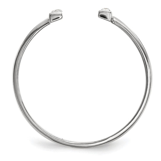14K White Gold 1/10 ct Diamond Double Bar Ring, 1.5mm