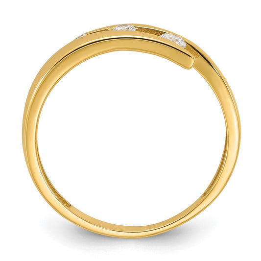 Polished Graduated Cubic Zirconia 3-Stone Fashion Ring - WBC