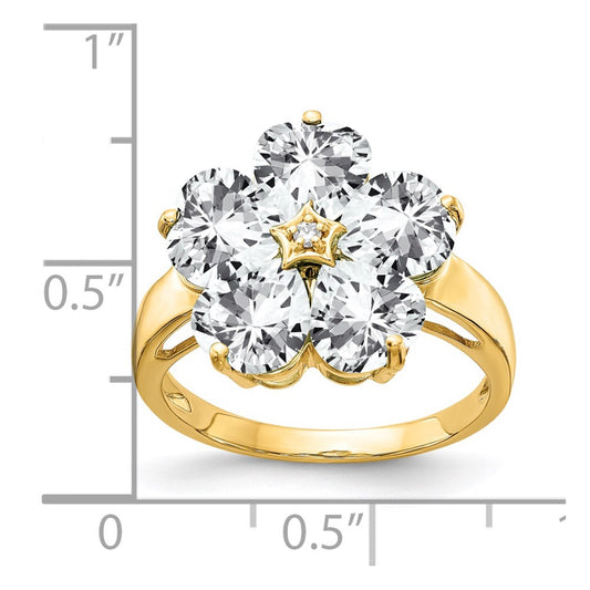 Heart Cubic Zirconia and AA Diamond Flower Ring - WBC