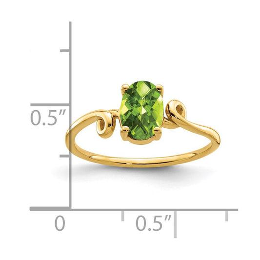 Oval Peridot Checker-cut Twist Ring - WBC