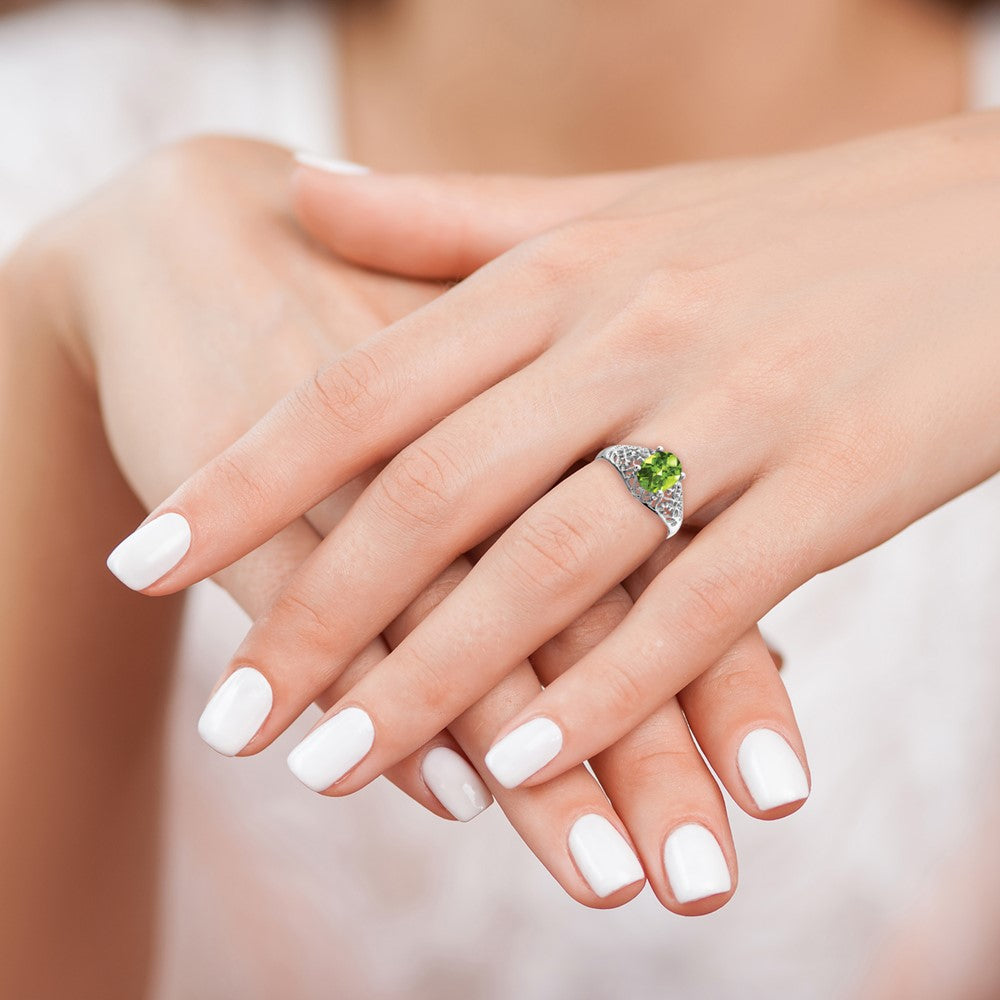 Oval Peridot Checker-cut Filigree Ring - WBC