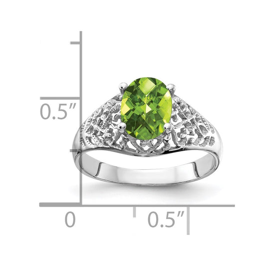 Oval Peridot Checker-cut Filigree Ring - WBC
