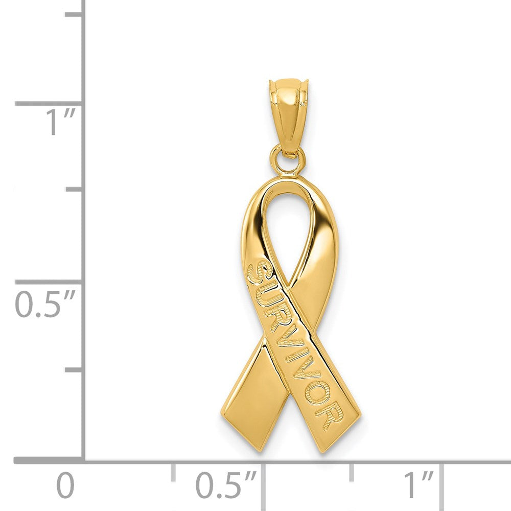 Polished SURVIVOR Awareness Ribbon Pendant - WBC