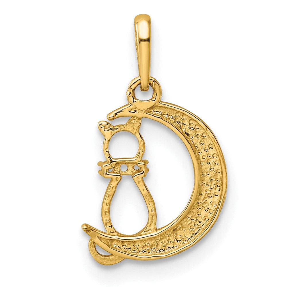 CZ Cat and Moon Childrens Pendant - WBC