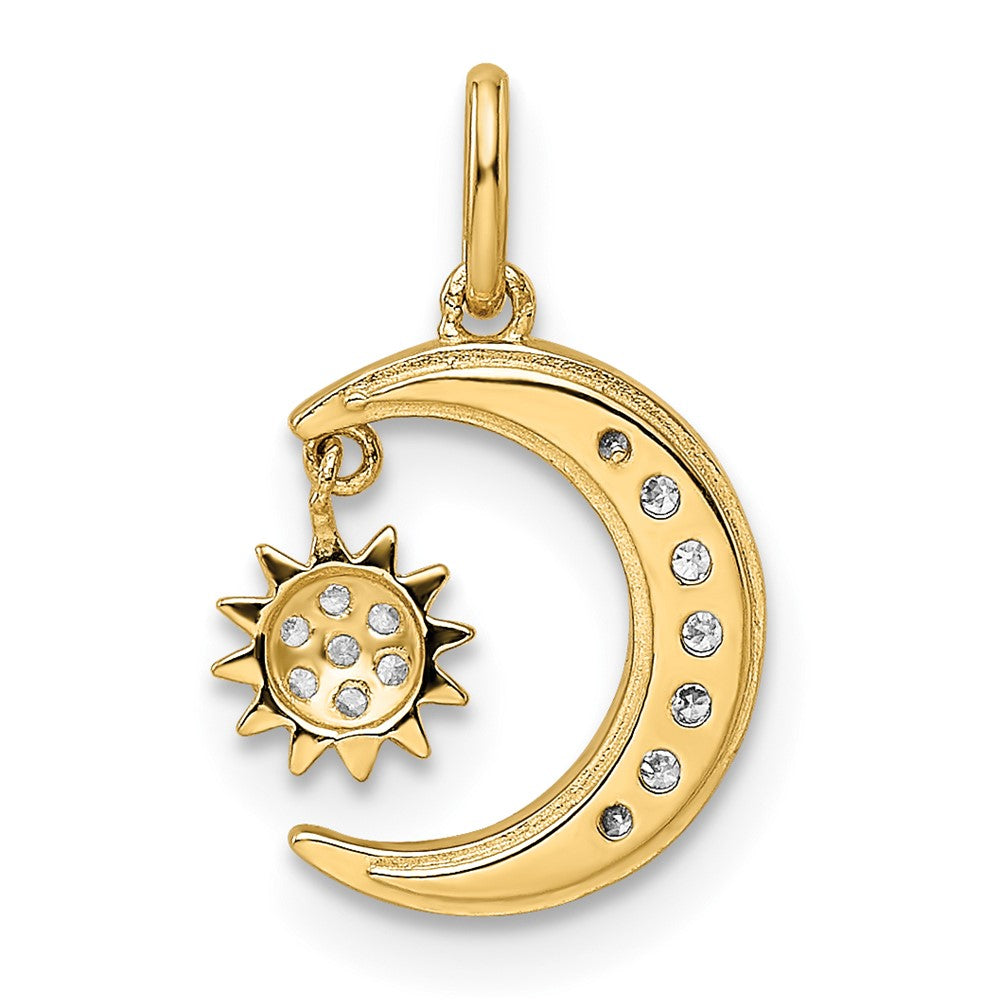 CZ Diamond-cut Moon and Dangle Sun Pendant - WBC