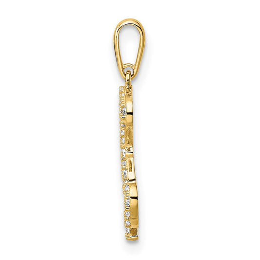 Polished CZ Puppy Sitting Outline Pendant - WBC