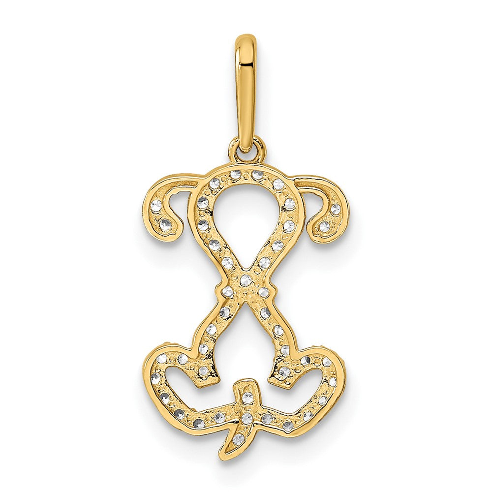 Polished CZ Puppy Sitting Outline Pendant - WBC
