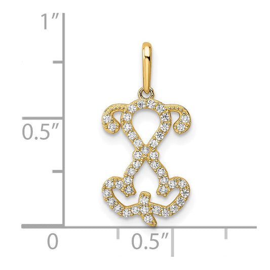 14K Gold Polished Puppy Sitting Outline Pendant, 11mm