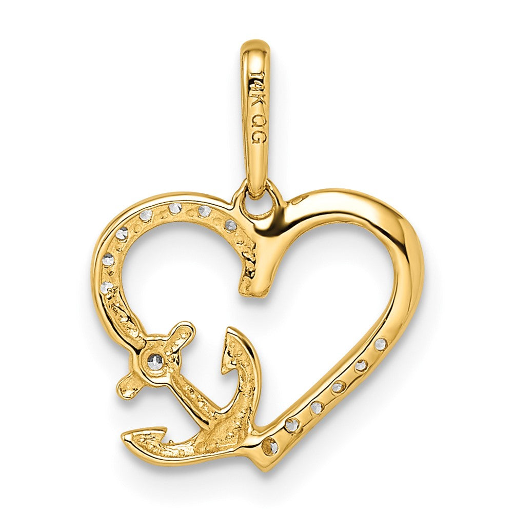 CZ Heart with Anchor Pendant - WBC