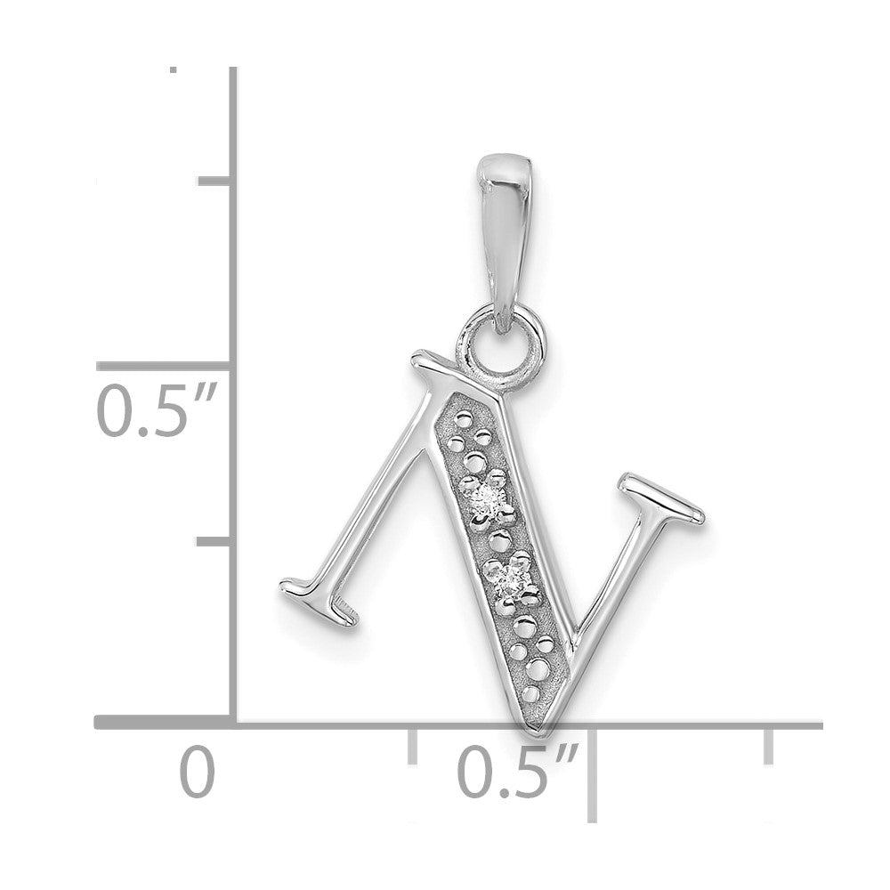 Diamond Letter N Initial Pendant - WBC