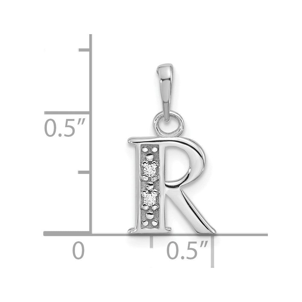 Diamond Letter R Initial Pendant - WBC