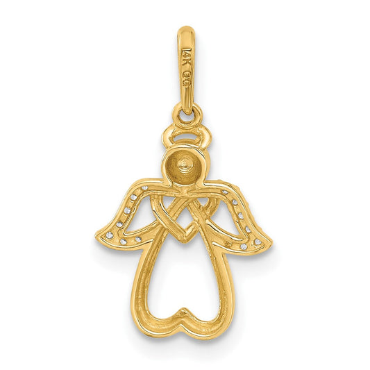 14K Gold Polished Angel Pendant, 11.7mm