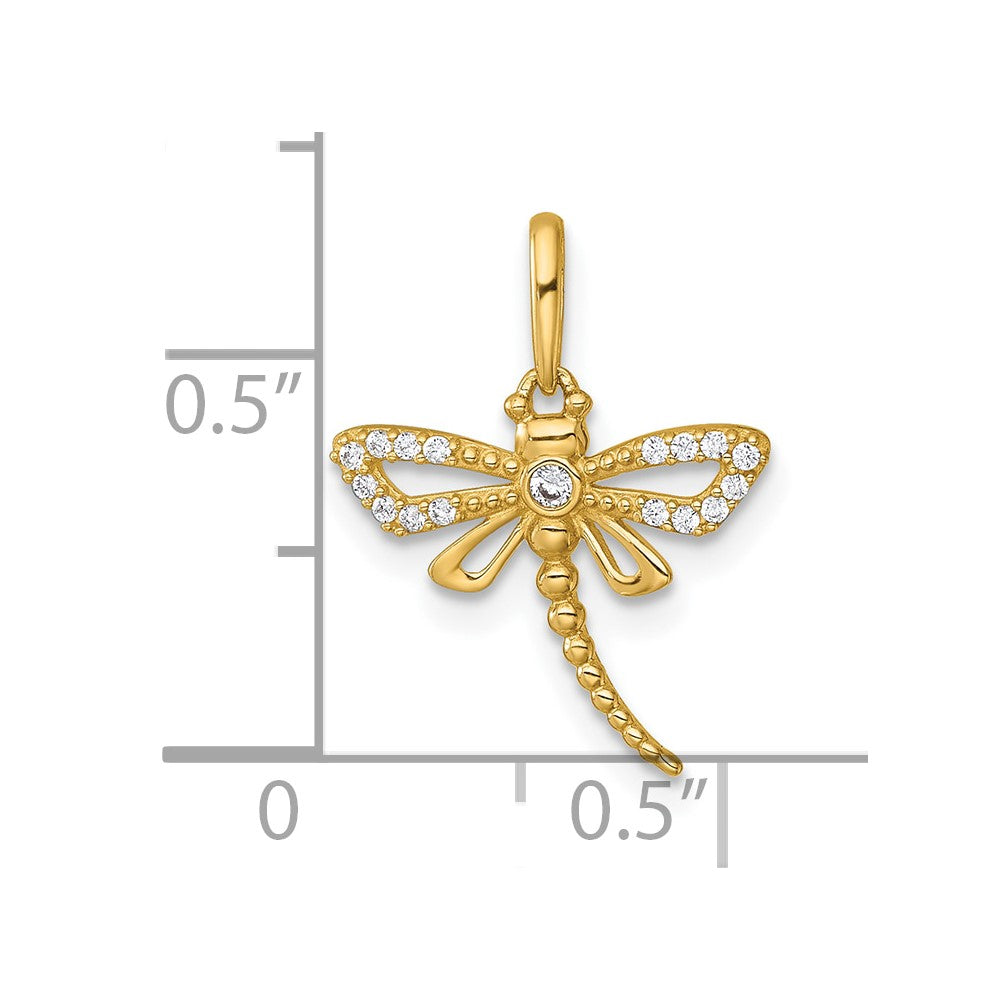 Polished and Beaded CZ Dragonfly Charm / Pendant - WBC