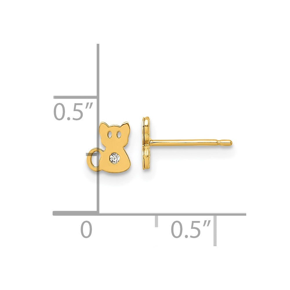 Polished CZ Cat Post Earrings - WBC