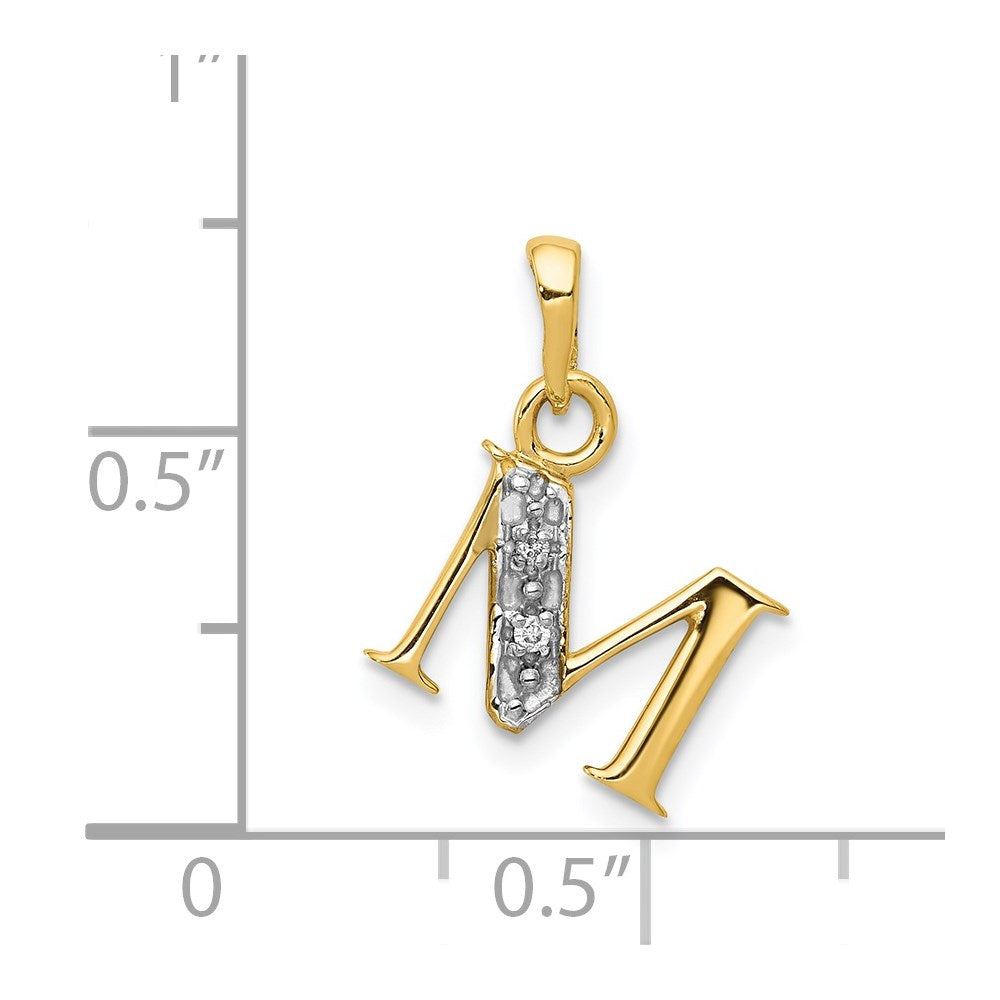 with Rhodium Diamond Letter M Initial Pendant - WBC
