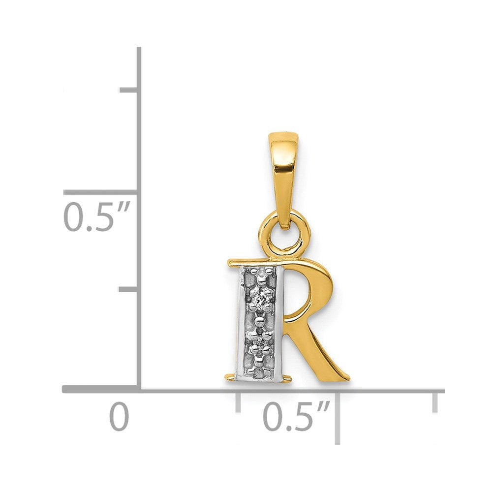 with Rhodium Diamond Letter R Initial Pendant - WBC