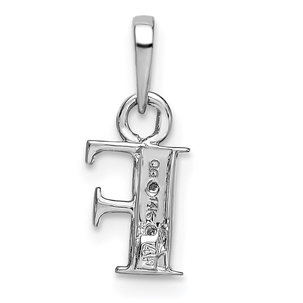 Rhodium-plated Diamond Letter F Initial Pendant - WBC