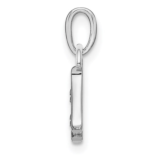 Rhodium-plated Diamond Letter H Initial Pendant - WBC