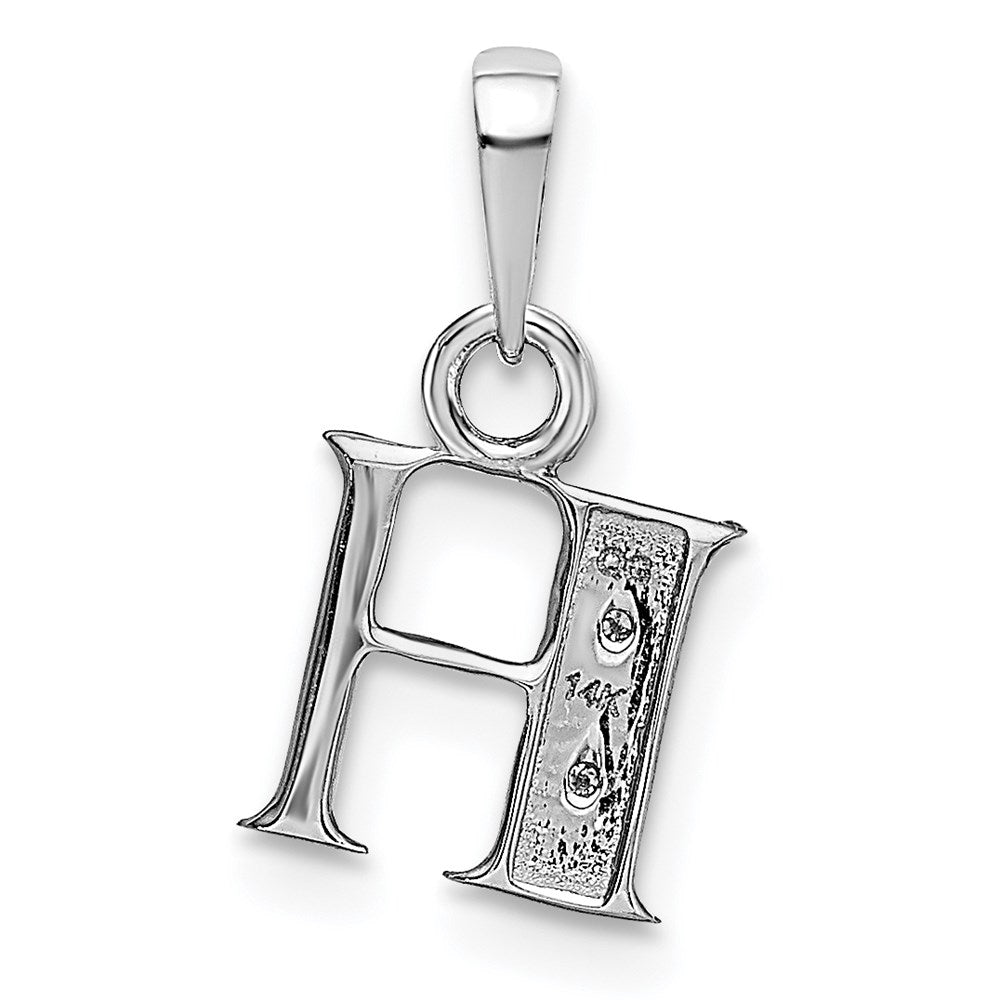 Rhodium-plated Diamond Letter H Initial Pendant - WBC