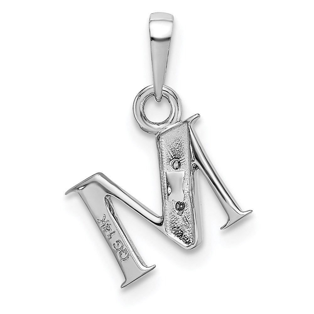 Rhodium-plated Diamond Letter M Initial Pendant - WBC