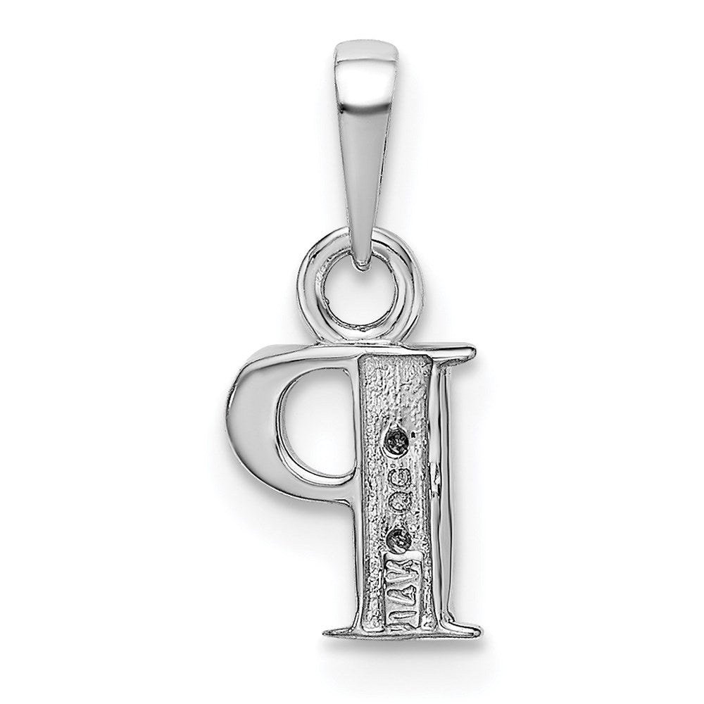Rhodium-plated Diamond Letter P Initial Pendant - WBC