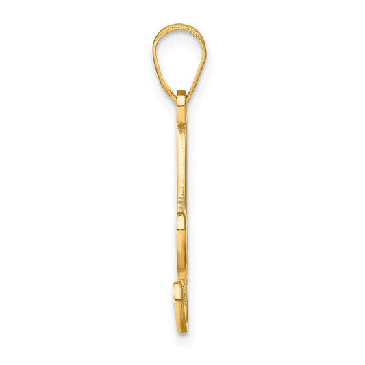 14K Gold Script Letter A Initial Pendant with Diamond, 14.84mm
