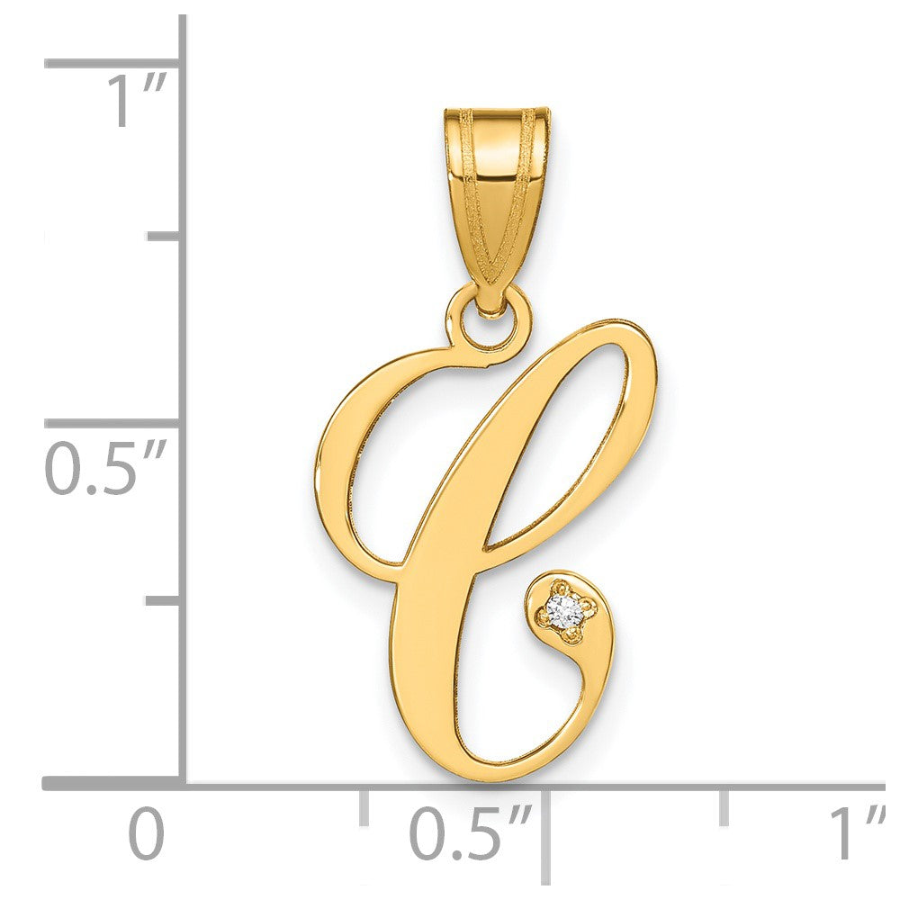 Script Letter C Initial Pendant with Diamond - WBC