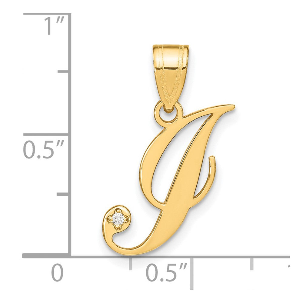 Script Letter I Initial Pendant with Diamond - WBC