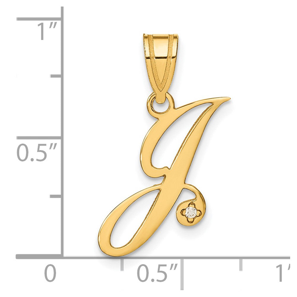 Diamond Script Letter J Initial Pendant - WBC