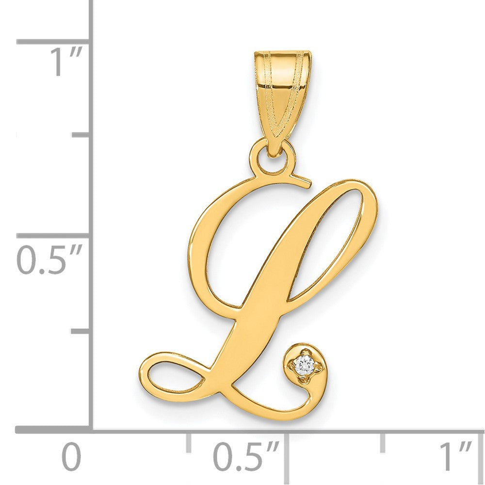 Script Letter L Initial Pendant with Diamond - WBC