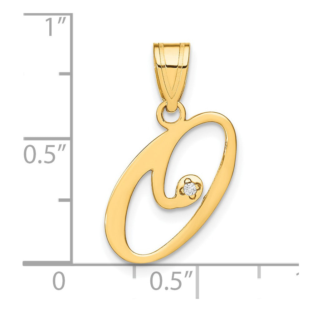Script Letter O Initial Pendant with Diamond - WBC