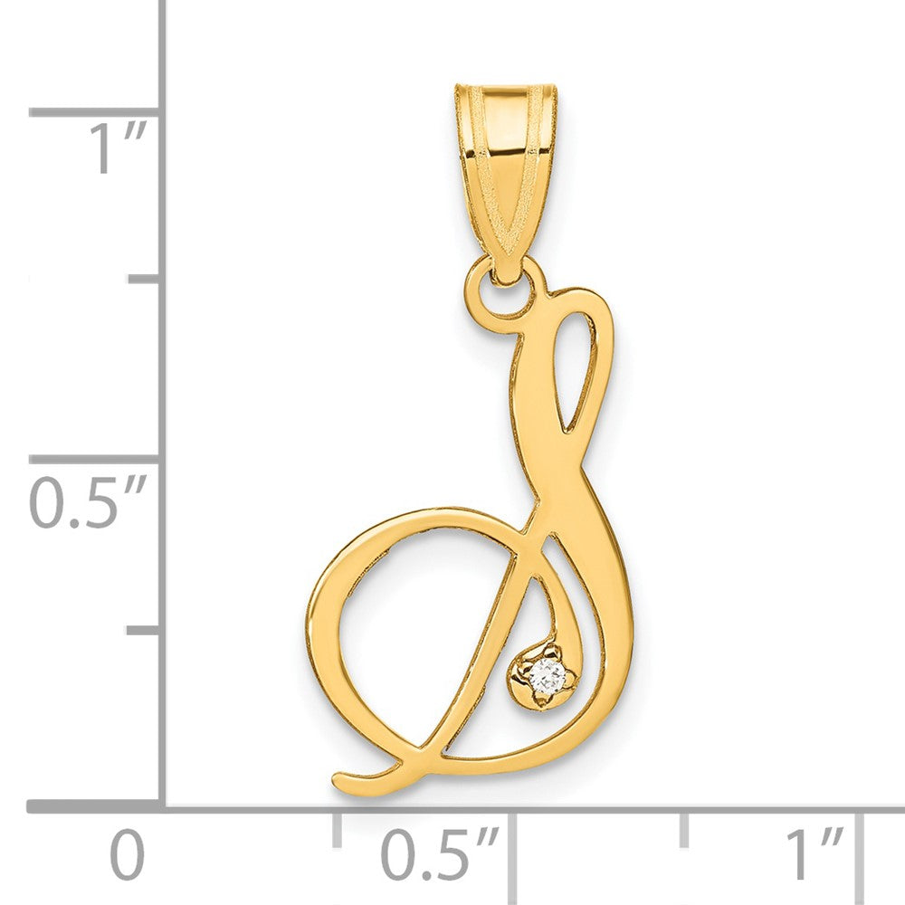 Script Letter S Initial Pendant with Diamond - WBC