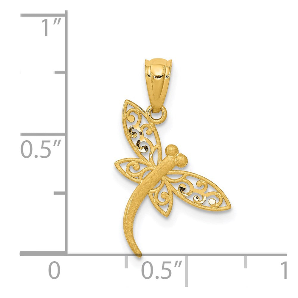 Satin Diamond-cut Dragonfly Pendant - WBC